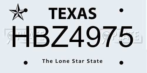 HBZ4975 Texas License Plate