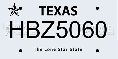 HBZ5060 Texas License Plate