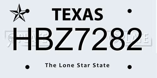 HBZ7282 Texas License Plate