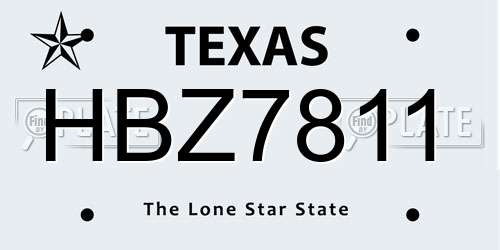 HBZ7811 Texas License Plate