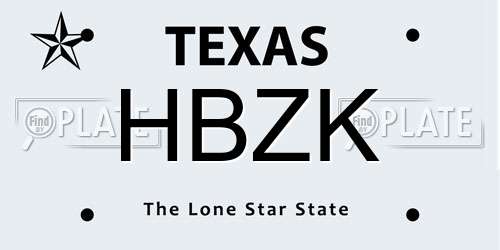 HBZK Texas License Plate
