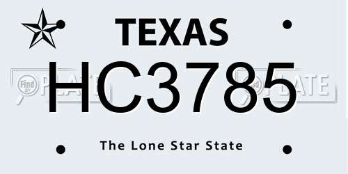HC3785 Texas License Plate