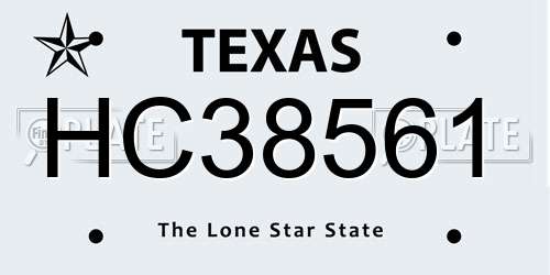 HC38561 Texas License Plate