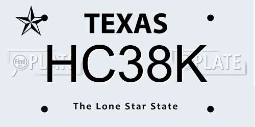 HC38K Texas License Plate
