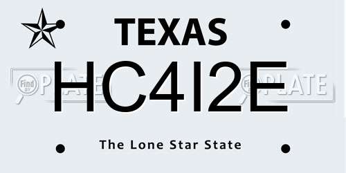 HC4I2E Texas License Plate