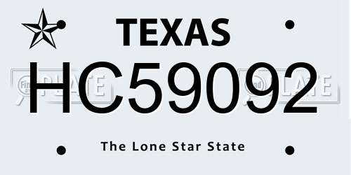 HC59092 Texas License Plate