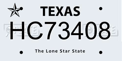 HC73408 Texas License Plate