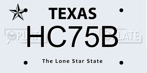 HC75B Texas License Plate