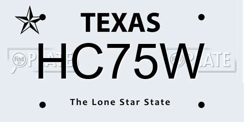 HC75W Texas License Plate