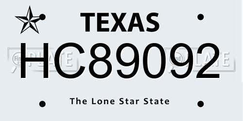 HC89092 Texas License Plate