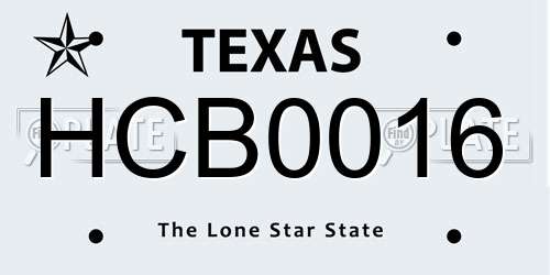 HCB0016 Texas License Plate