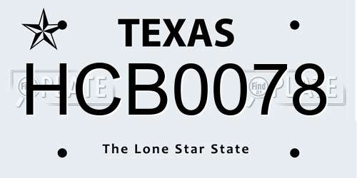HCB0078 Texas License Plate
