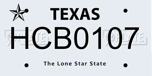HCB0107 Texas License Plate