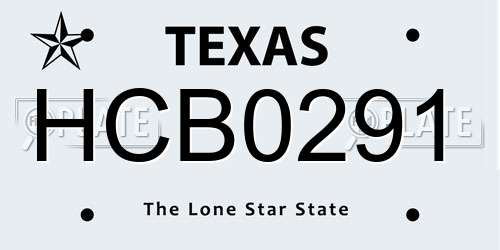 HCB0291 Texas License Plate