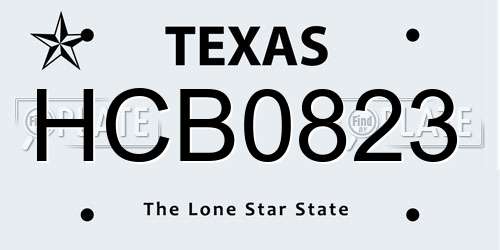 HCB0823 Texas License Plate
