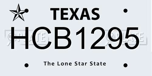 HCB1295 Texas License Plate
