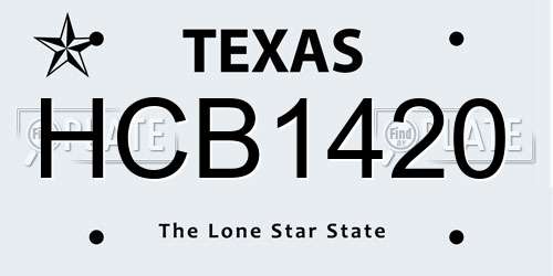 HCB1420 Texas License Plate