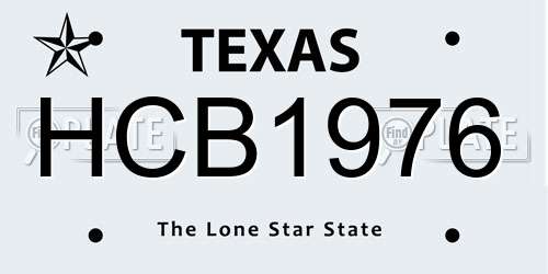 HCB1976 Texas License Plate