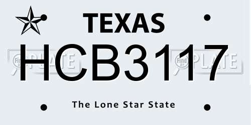 HCB3117 Texas License Plate