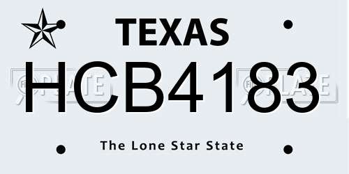 HCB4183 Texas License Plate