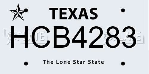 HCB4283 Texas License Plate