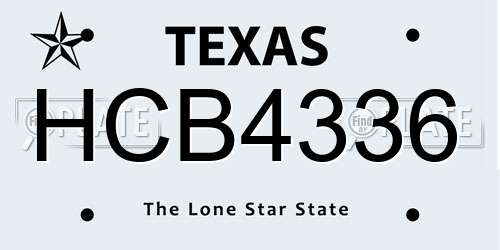 HCB4336 Texas License Plate