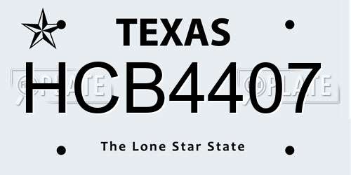 HCB4407 Texas License Plate