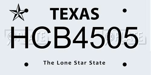 HCB4505 Texas License Plate