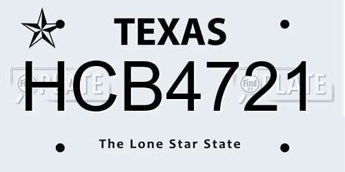 HCB4721 Texas License Plate