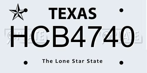 HCB4740 Texas License Plate
