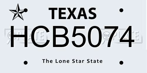 HCB5074 Texas License Plate