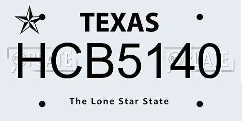 HCB5140 Texas License Plate