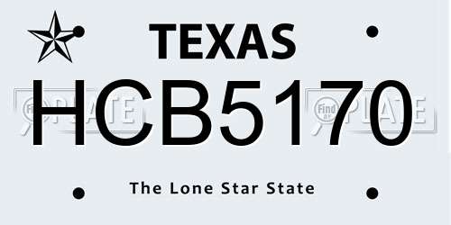 HCB5170 Texas License Plate