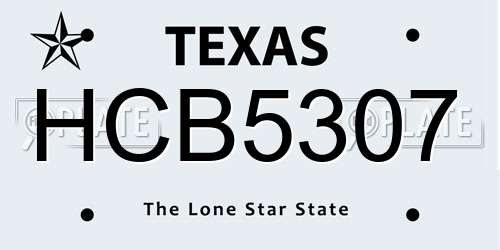 HCB5307 Texas License Plate