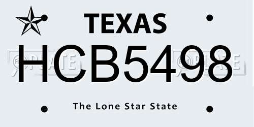 HCB5498 Texas License Plate