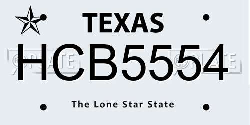 HCB5554 Texas License Plate