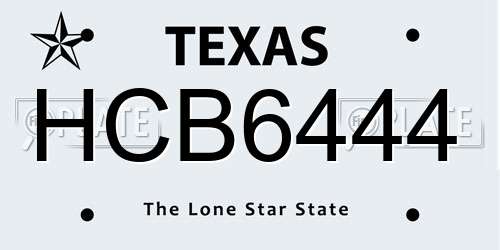 HCB6444 Texas License Plate