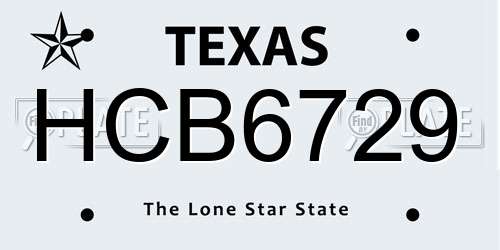 HCB6729 Texas License Plate