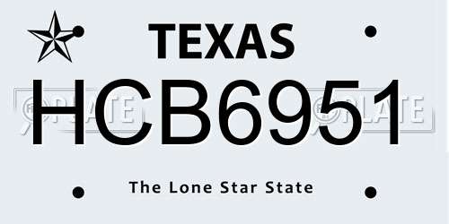 HCB6951 Texas License Plate