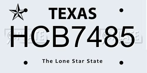 HCB7485 Texas License Plate