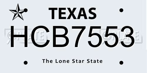 HCB7553 Texas License Plate