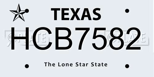 HCB7582 Texas License Plate