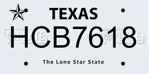 HCB7618 Texas License Plate