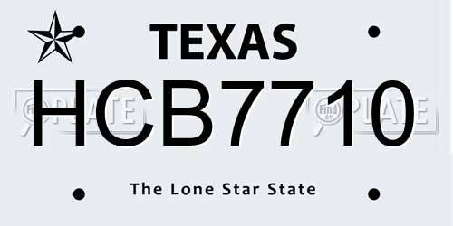HCB7710 Texas License Plate