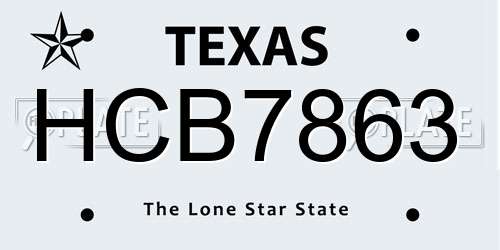 HCB7863 Texas License Plate