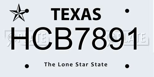 HCB7891 Texas License Plate