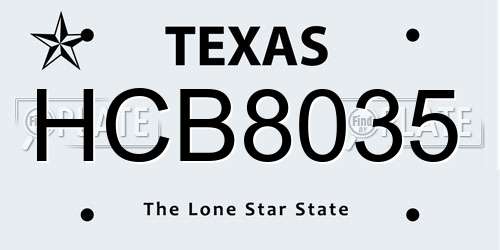 HCB8035 Texas License Plate