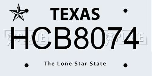 HCB8074 Texas License Plate