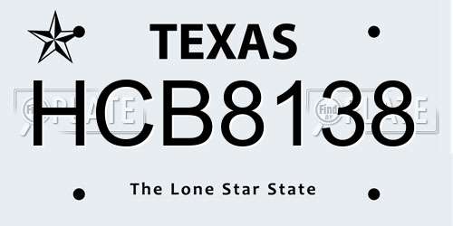 HCB8138 Texas License Plate