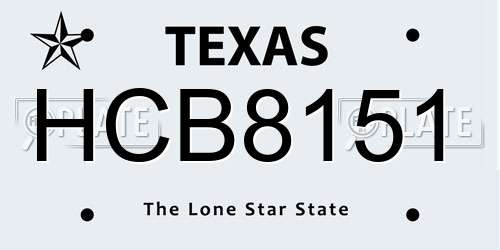 HCB8151 Texas License Plate